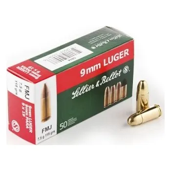Sportovní střelba Sellier a Bellot Náboj kulový Sellier a Bellot, Pistol-Revolver, 9mm Luger, 115GR/7,50g, FMJ