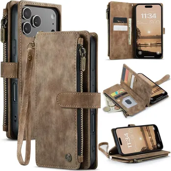 Pouzdro na mobilní telefon Pouzdro pro iPhone 17 Pro CASEME Luxury Double Layer hnědé