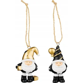 Vánoční dekorace Dekorativní vánoční figurka 2 vánoční skřítci Livarno Home černo-zlatá