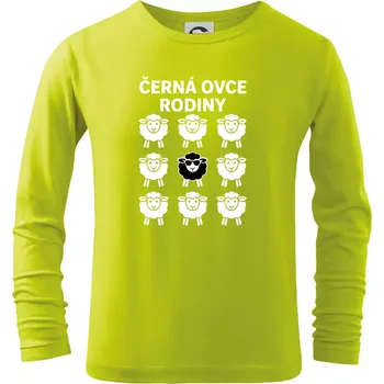 Chlapecké tričko Černá ovce rodiny - Triko dětské Long Sleeve - 122 cm/6 let ( Limetková )