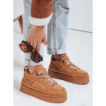 Dámské tenisky Dámské tenisky s kožíškem na platformě ZY1068 Barva: Světle Hnědá, Velikost: 37