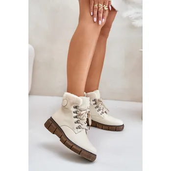 Dámské kozačky Dámské Zateplené Botky Traperky Na Zip Mevanisa Barva: Béžová, Velikost: 36