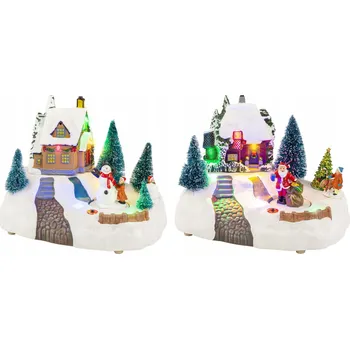 Vánoční dekorace Vánoční LED městečko - zimní domeček, 29 cm