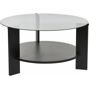 Konferenční stolek Konferenční stolek Clara Wood Black s tmavým sklem, černá