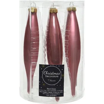 Vánoční dekorace Vánoční Baňky vánoční ozdoby sople růžové lesklé/matné 6 ks svátky