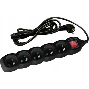 Napájecí kabel Prodlužovací Kabel přívodní kabel s vypínačem DPM 1,5 m 5 ks černý