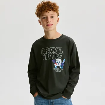 Chlapecká mikina Reserved - Longsleeve Brawl Stars - černý - 9886K-99X - 9886K-99X-158