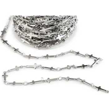 Řetízek Řetízek z nerezové oceli křížek 4 a 5 mm metráž Varianta: 2 (5 mm) platina, Balení: 1 m