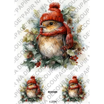 Umělecký papír Rýžový a soft papír na decoupage - Zvířátko v zimě - KB2724 Materiál: Rýžový papír, Rozměr: A4