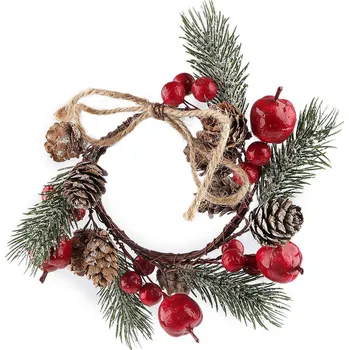 Vánoční dekorace Vánoční věneček na svíčku Ø20 cm Varianta: zelená červená, Balení: 1 ks