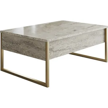 Konferenční stolek Luxe Travertine and Gold, béžová