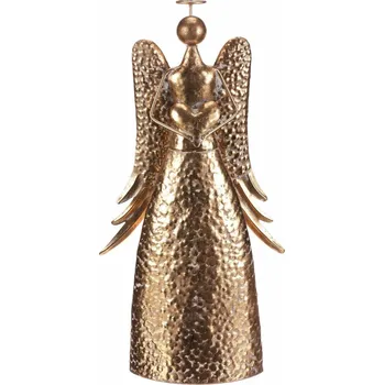 Vánoční dekorace Autronic vánoční dekorace Anděl 42 cm se srdcem, zlatá