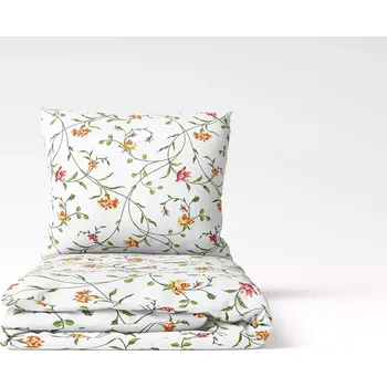 Povlečení Flanelové povlečení Popínavé květy na bílé 140x200+70x90