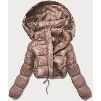 Dámská cargo bunda Dámská crop péřová bunda HONEY WINTER s kapucí, odstíny hnědé XL (42)