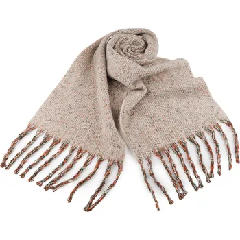 Šála Zimní šála s třásněmi 35x185 cm Varianta: 1 béžová, Balení: 1 ks