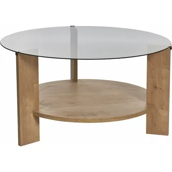 Konferenční stolek Konferenční stolek Clara Sapphire Oak s tmavým sklem, hnědá
