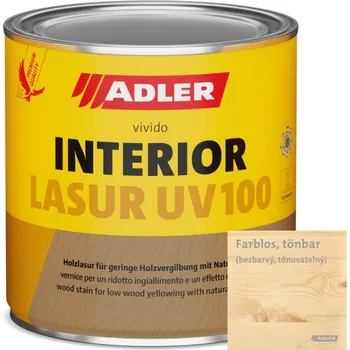 Lak na dřevo ADLER Interior-Lasur UV 100 bezbarvý 0,75 L (lazura vnitřní bezbarvá s UV ochranou)