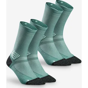 Pánské ponožky QUECHUA Turistické vysoké ponožky Hike 500 2 páry 43/46 ZELENÁ