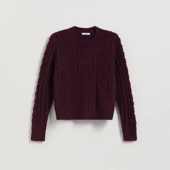 Dámský svetr Reserved - Svetr s příměsí vlny - tmavě fialová - 473HI-49X - 473HI-49X-L