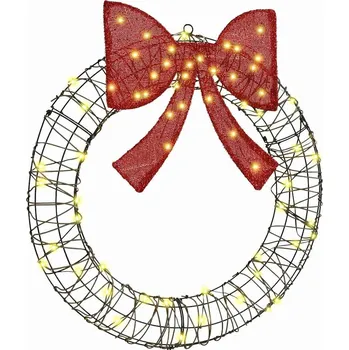 Vánoční dekorace vidaXL Věnec s 60 LED diodami Teplá bílá 75 cm Ratan