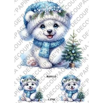 Výtvarný papír Rýžový a soft papír na decoupage - Lední medvídek - KB2768 Materiál: Rýžový papír, Rozměr: A4