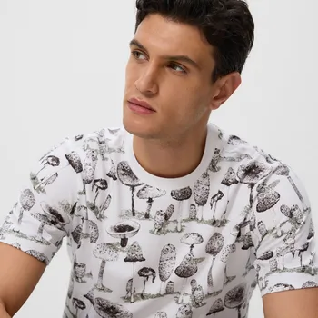 Pánské oblečení Reserved - Tričko regular z bavlny - bílá - 488EX-00X - 488EX-00X-XL