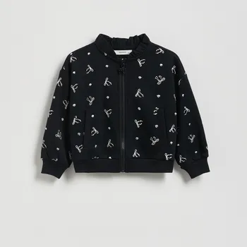 Dívčí mikina Reserved - Mikina bomber s ozdobou - černý - 335FA-99X - 335FA-99X-110