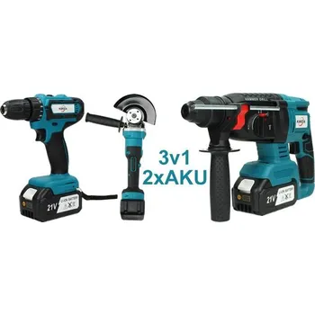 Aku nářadí Nakida sada 3ks včetně baterií Bruska, Bourací kladivo a Vrtačka HTN-5840