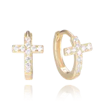 1009 MINET Pozlacené stříbrné náušnice KŘÍŽKY se zirkony