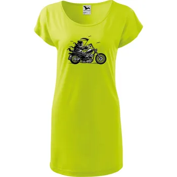 Dámské šaty DOBRÝ TRIKO Dámské tričko/šaty Smrtka na motorce Velikost: L, Barva: Limetková