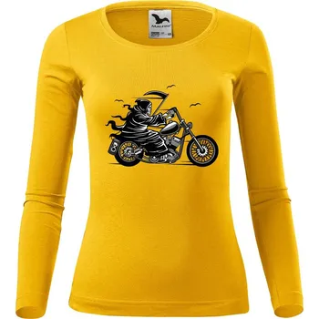 Dámské oblečení DOBRÝ TRIKO Dámské bavlněné triko Smrtka na motorce Velikost: XL, Barva: Žlutá