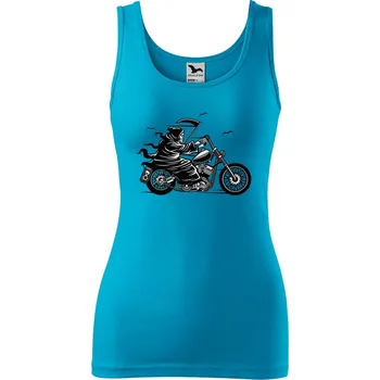 DOBRÝ TRIKO Dámské tílko s potiskem Smrtka na motorce Velikost: XL, Barva: Tyrkysová