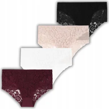 Dámské oblečení 4x Kalhotky Bavlna krajkové kalhotky s vysokým pasem Moraj XL