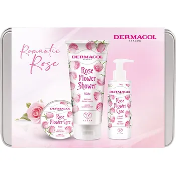 Tělový krém Dermacol Flower Care Dermacol Flower Care Rose vyživující tělové máslo s vůní růží 75 ml + Dermacol Flower Care Rose krém na ruce 150 ml + Dermacol Flower Care Rose sprchový krém 200 ml