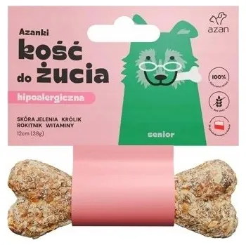 Pamlsek pro psa AZANKI Hypoalergenní kost z jelení kůže s králíkem, SENIOR 12 cm