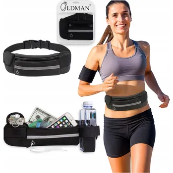 Ledvinka Černá sportovní ledvinka na běhání OLDMAN s nastavitelným popruhem, kapsou na zip a reflexními prvky