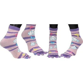 Ponožky Toe Socks Růžovo-Fialové s designem