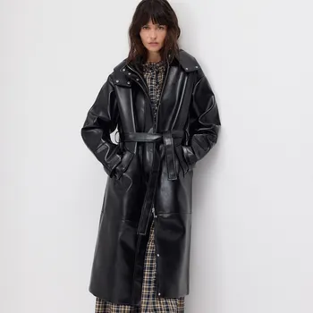 Dámský kabát Reserved - Koženkový kabát - černý - 274HM-99X - 274HM-99X-L