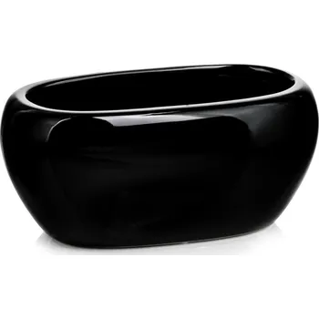 Květináč Květináč keramický černý oválný Polnix 27 cm x 17 x 13 cm, černý lesk