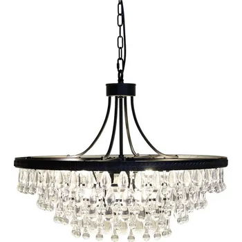 Černý antik lustr s kapkovitými krystaly Versailles - 70*57cm/ E14/ 40W