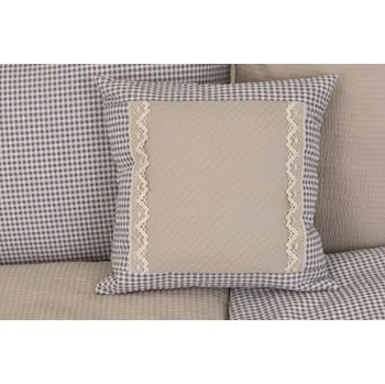 Dekorativní polštářek Podpěrová s.r.o. Polštářek prošívaný PEPITO / UNI béžová Velikost: Povlak prošívaný krep s krajkou 40x40 cm