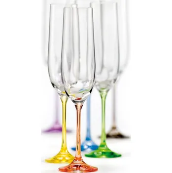 Sklenice Crystalex barevné sklenice na šumivé víno Viola Rainbow 190 ml, 6 ks