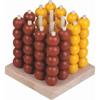 Desková hra Detoa Piškvorky 3D podstavec + kuličky dřevo/kov hlavolam společenská hra 8,5x8,5x9cm