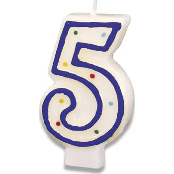 Svíčka Dortová svíčka - č. 5, mix barev