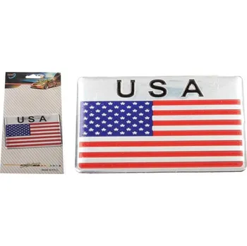 Samolepicí dekorace na vozidlo Kovová samolepka USA 5cm x 8cm