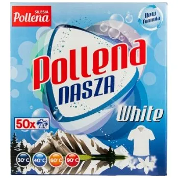 Prací gel Prací prášek na bílé prádlo. Pollena 50 praní 3,25 kg. Polský výrobek.