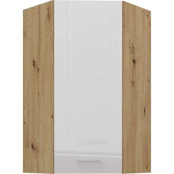 Kuchyňská skříňka 60 x 60 NG-108 1F 45° Horní skříňka ARTISAN bílý lesk/dub artisan