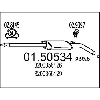 Tlumič výfuku MTS Střední tlumič výfuku MTS 01.50534