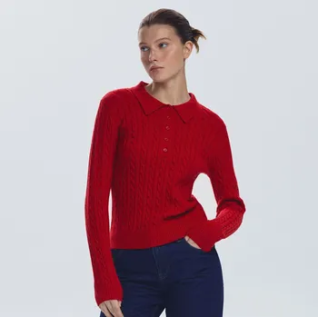 Dámský svetr Reserved - Svetr s ozdobným pletením - červená - 439GP-33X - 439GP-33X-XL