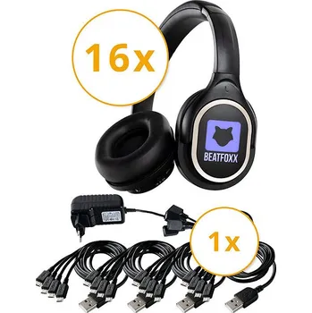 Beatfoxx SDH - 340/16 USB - C Silent Disco V2 Set 16 × sluchátka